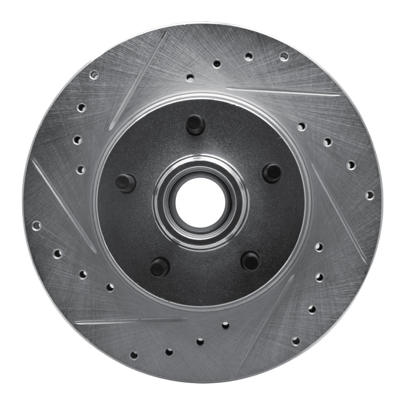 Ford Explorer Brake Rotor (1) - Front Left - R1 Concepts - Drilled & Slotted - Silver - `95-`11